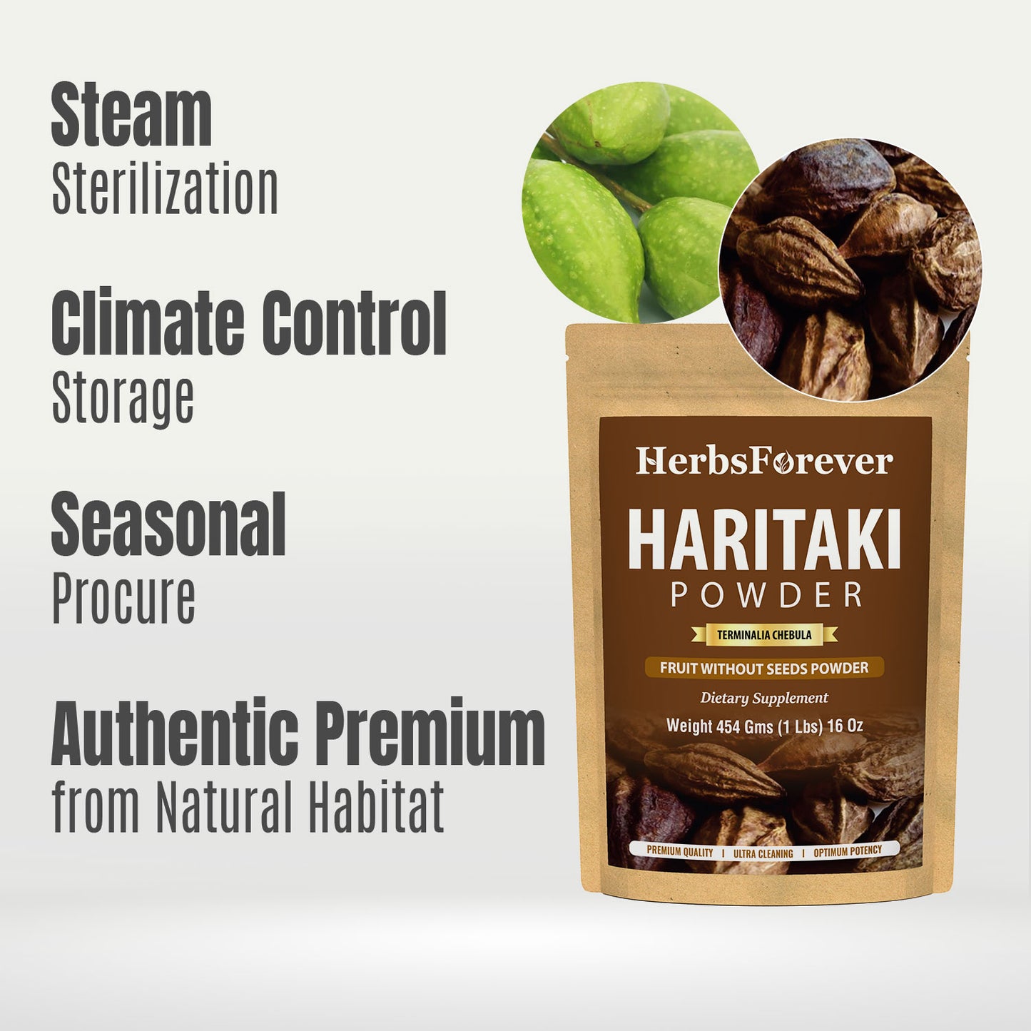 Haritaki Powder (Terminalia Chebula) – Non GMO – Vegan – (454 Gms – 1LBS)