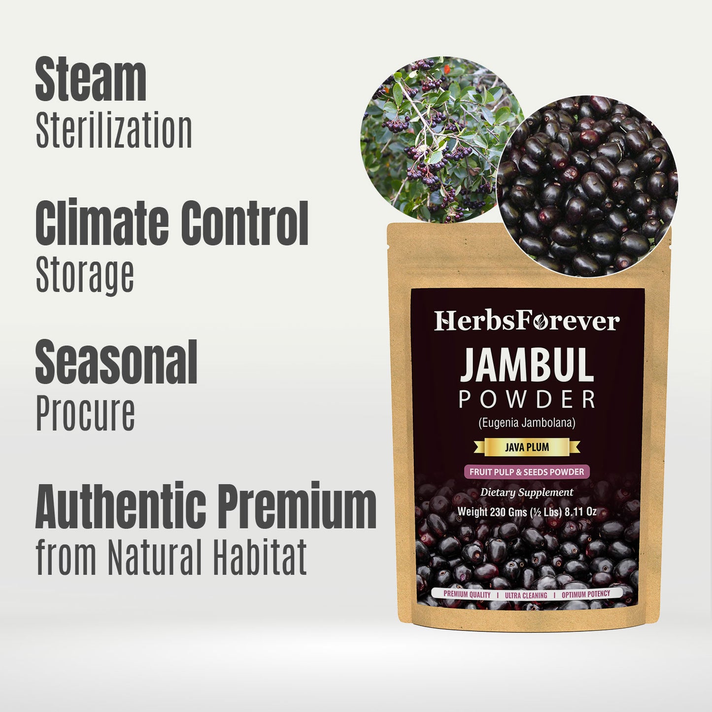 Jambul Powder - (Eugenia jambolana) - Non GMO - Vegan - (230Gms - ½ LBS)