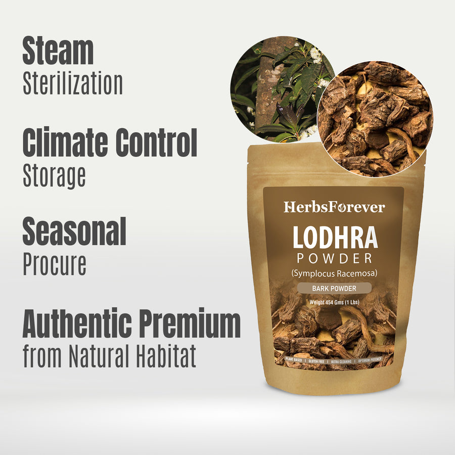 Lodhra Powder (Symplocos Racemosa Roxb) - Non GMO - Vegan - (454 Gms - 1LBS)