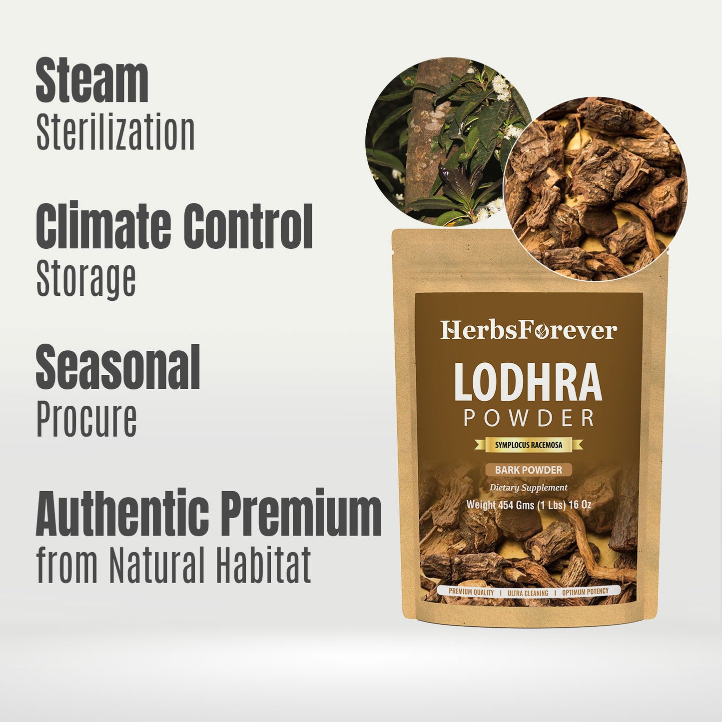 Lodhra Powder (Symplocos Racemosa Roxb) - Non GMO - Vegan - (454 Gms - 1LBS)