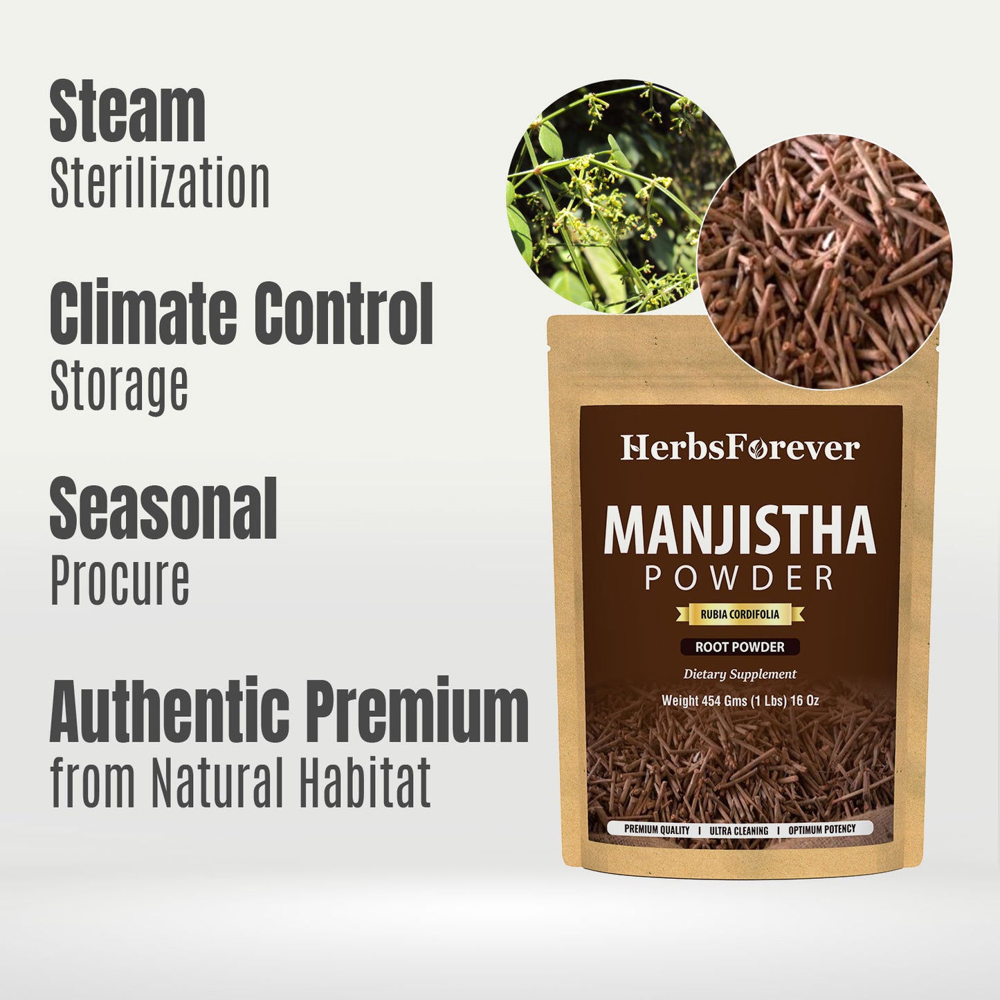 Manjistha Powder (Rubia Cordifolia) - Non GMO - Vegan - (454 Gms - 1LBS)