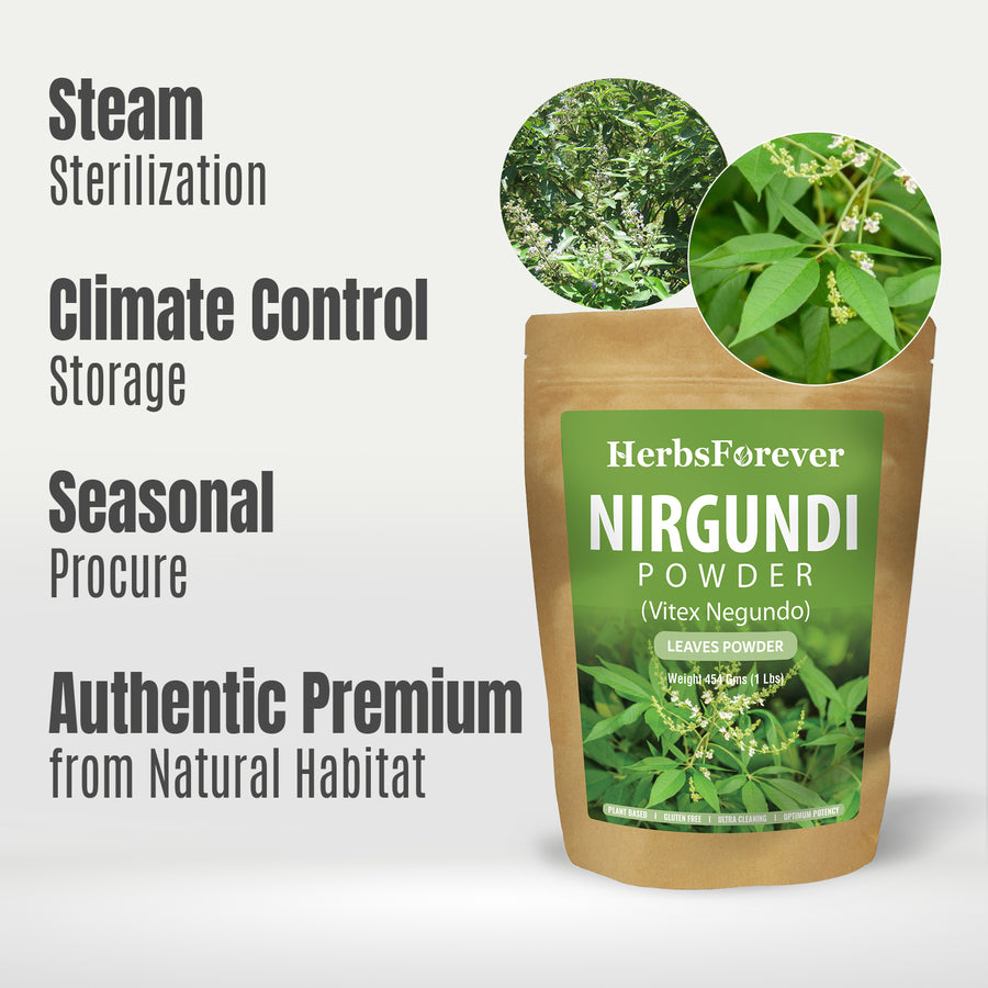Nirgundi Powder (Vitex Negundo) - Non GMO - Vegan - (454 Gms - 1LBS)