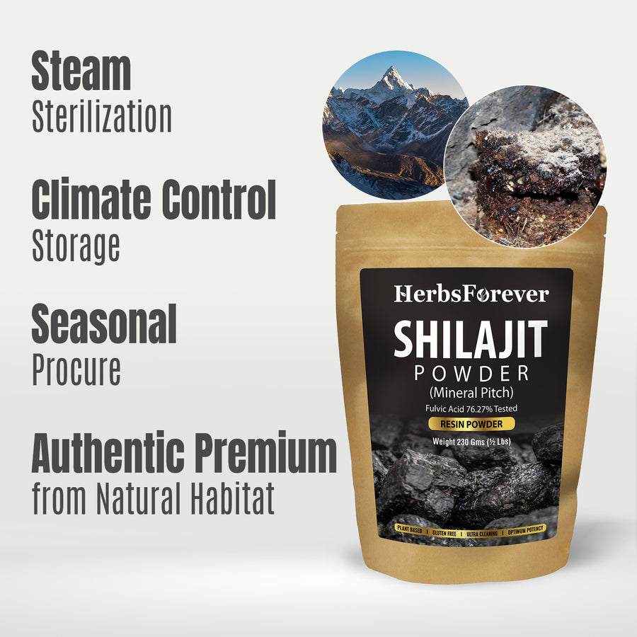 Shilajit Powder (Mineral Pitch) - Vegan - (230Gms - ½ LBS)