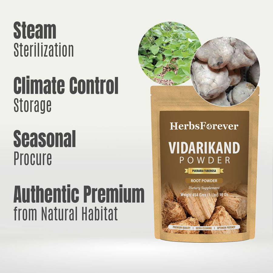 Vidari Kanda Powder (Pueraria Tuberosa) - Non GMO - Vegan - (454 Gms - 1LBS)