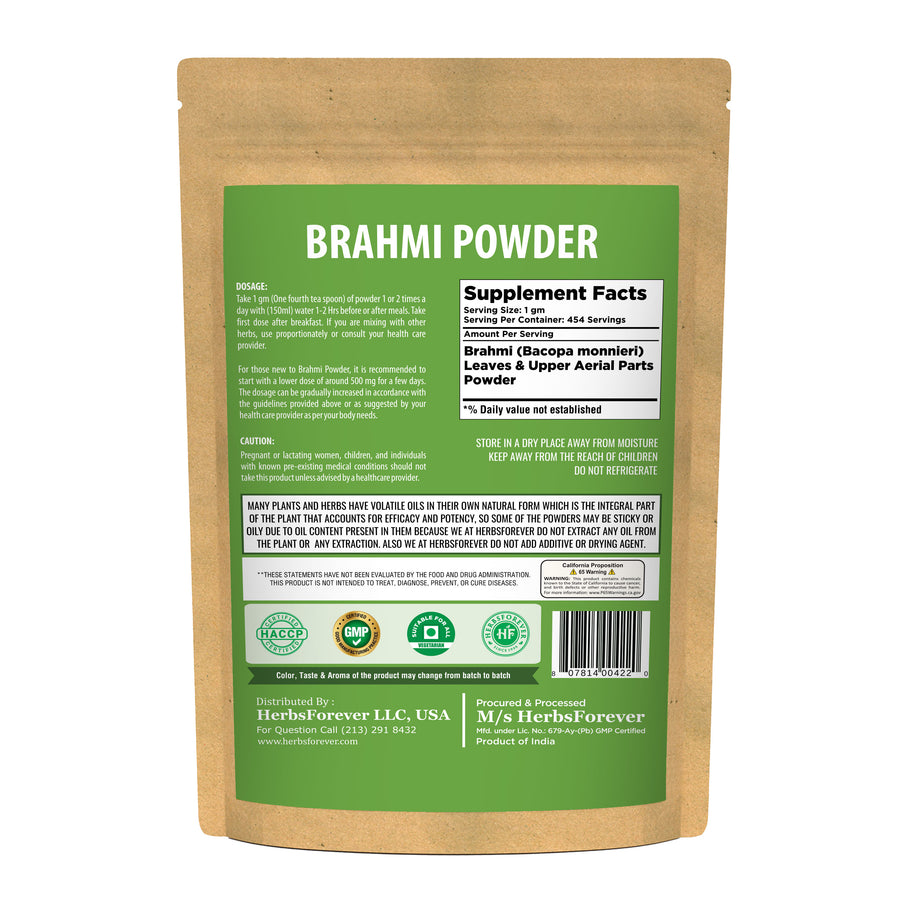 Brahmi Powder  (Bacopa Monnieri) – Non GMO – Vegan – (454 Gms – 1LBS)