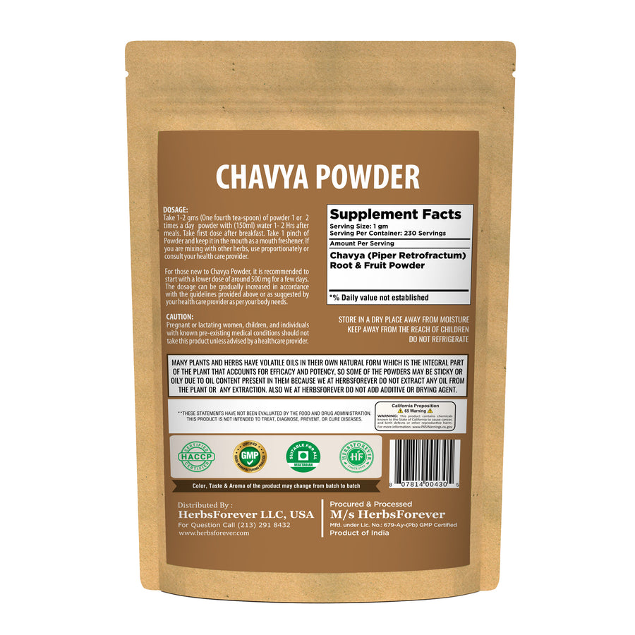 Chavya Powder (Piper Retrofractum) - Non GMO - Vegan - (230 Gms-1/2LBS)