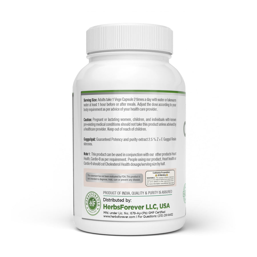 Cholesterol Health - Ayurvedic Herbal Supplement – 90 Vege Capsules – 800 Mg Each
