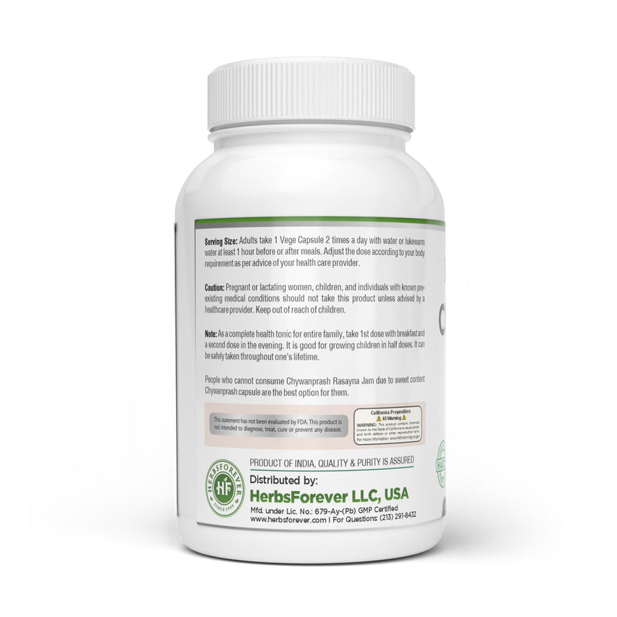 Chywanprash Capsules - Ayurvedic Herbal Supplement – 90 Vege Capsules – 800 Mg Each