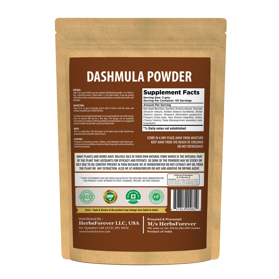 Dashmula Kwath - Ayurvedic Herbal Supplement – Fine Powder – (454 Gms -1 LBS)