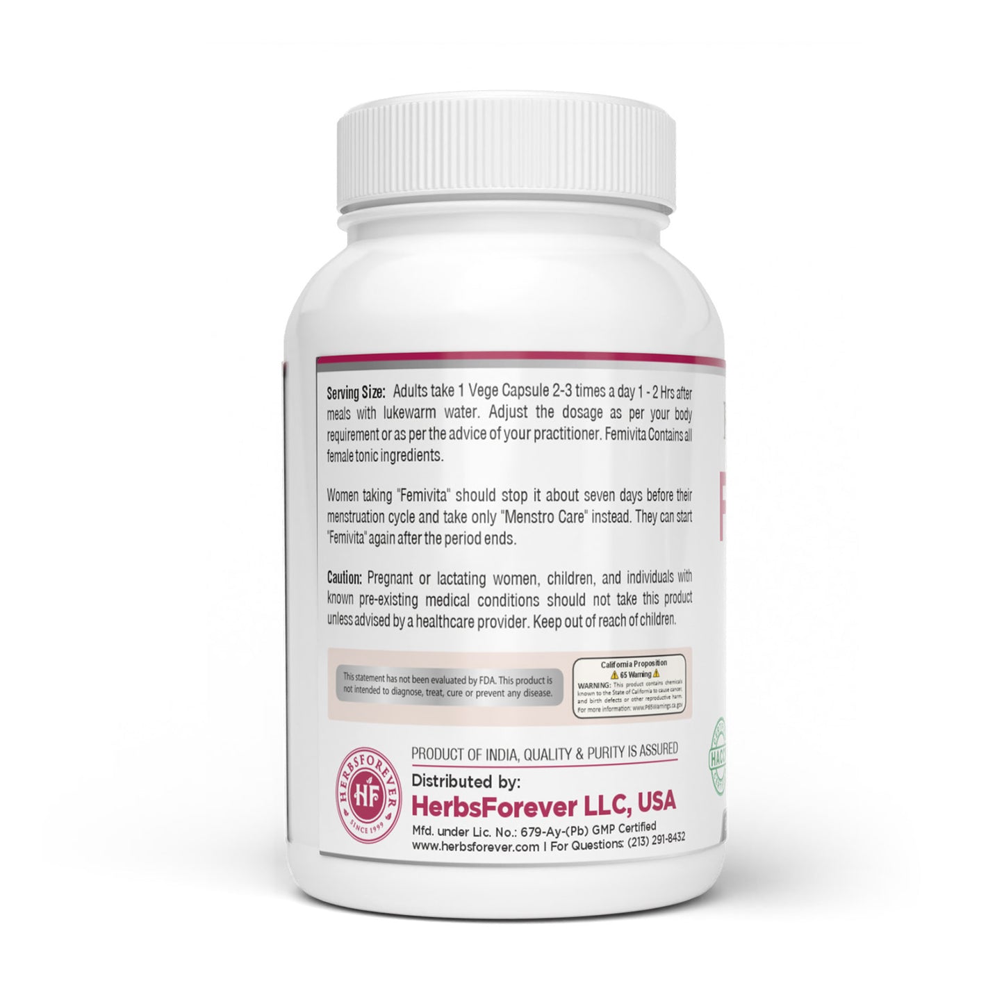 Femivita Capsules - Ayurvedic Herbal Supplement – 90 Vege Capsules – 800 Mg Each