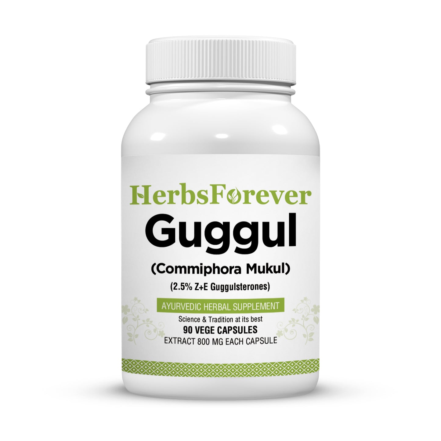Guggul Resin Capsules – Commiphora Wightii - 2.5% Z+E - Extract Ratio 5:1 - 90 Vege Capsules - 800 mg each