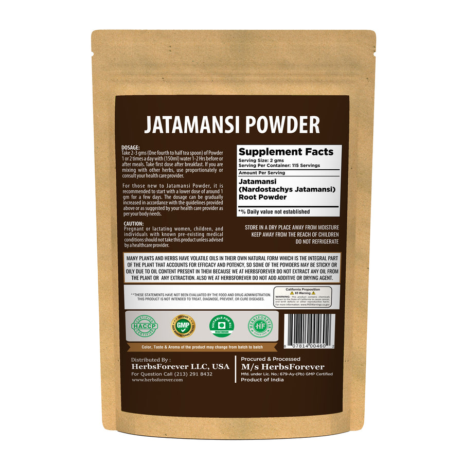 Jatamansi Powder - Nardostachys Jatamansi - Non GMO - Vegan (230Gms-1/2LBS)
