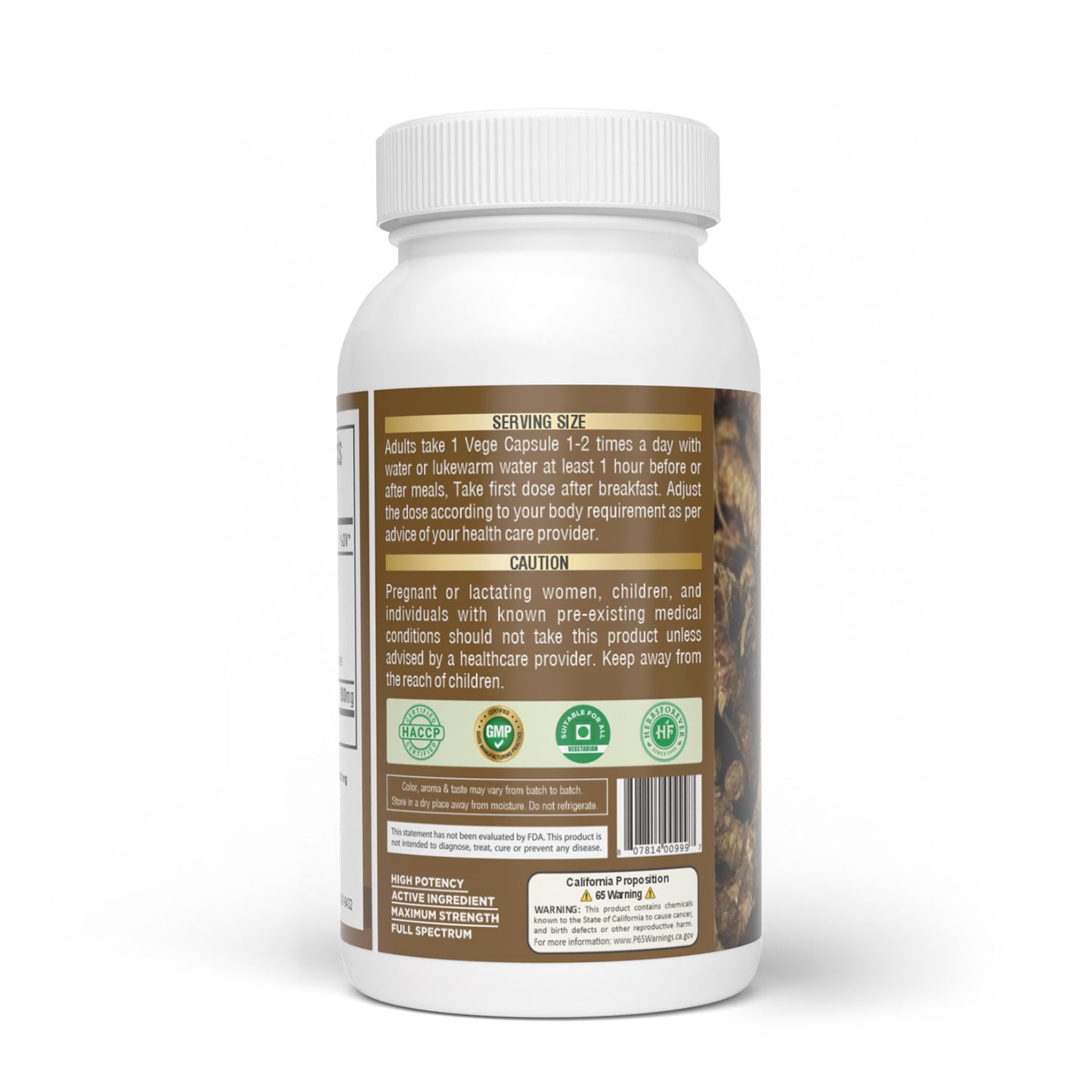 Kutki Capsules - Picrohiza Kurroa - 7% Kutkin - Extract Ratio 5:1 - 60 Vege Capsules - 800 mg each