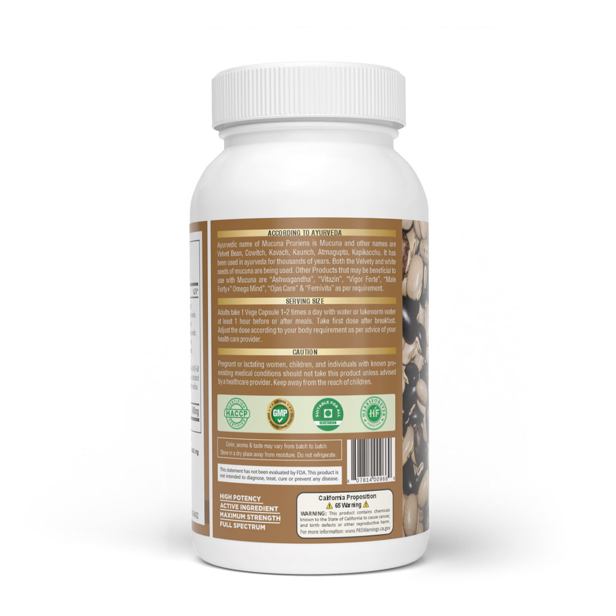 Mucuna Capsules - Mucuna Pruriens - 30% - Extract Ratio 15:1 - 60 Vege Capsules - 840 mg each