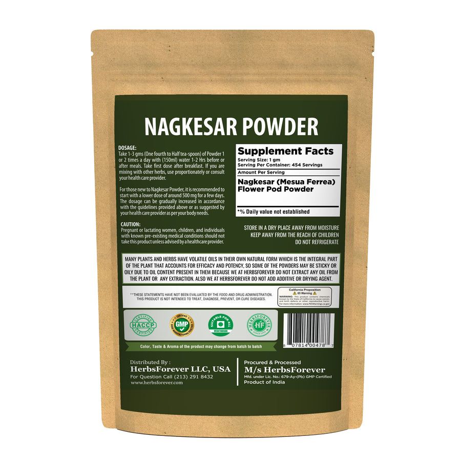 Nagkesar Powder (Mesua Ferrea) - Non GMO - Vegan - 454 Gms - 1LBS
