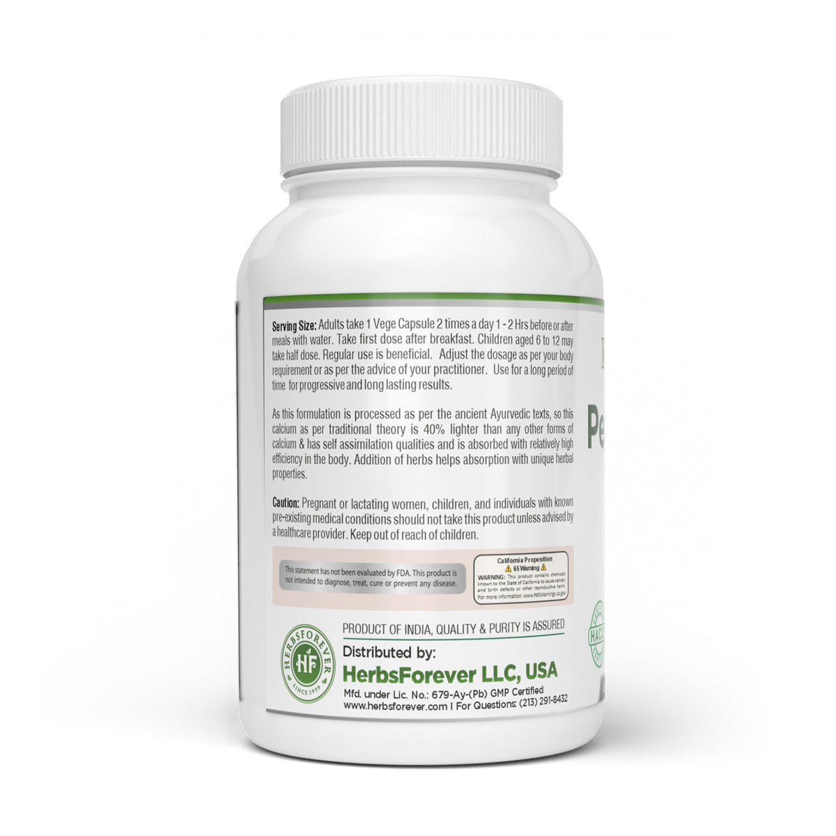 Pearl Calcine Capsules - Ayurvedic Herbal Supplement (90 Vege Capsules – 800 Mg Each)