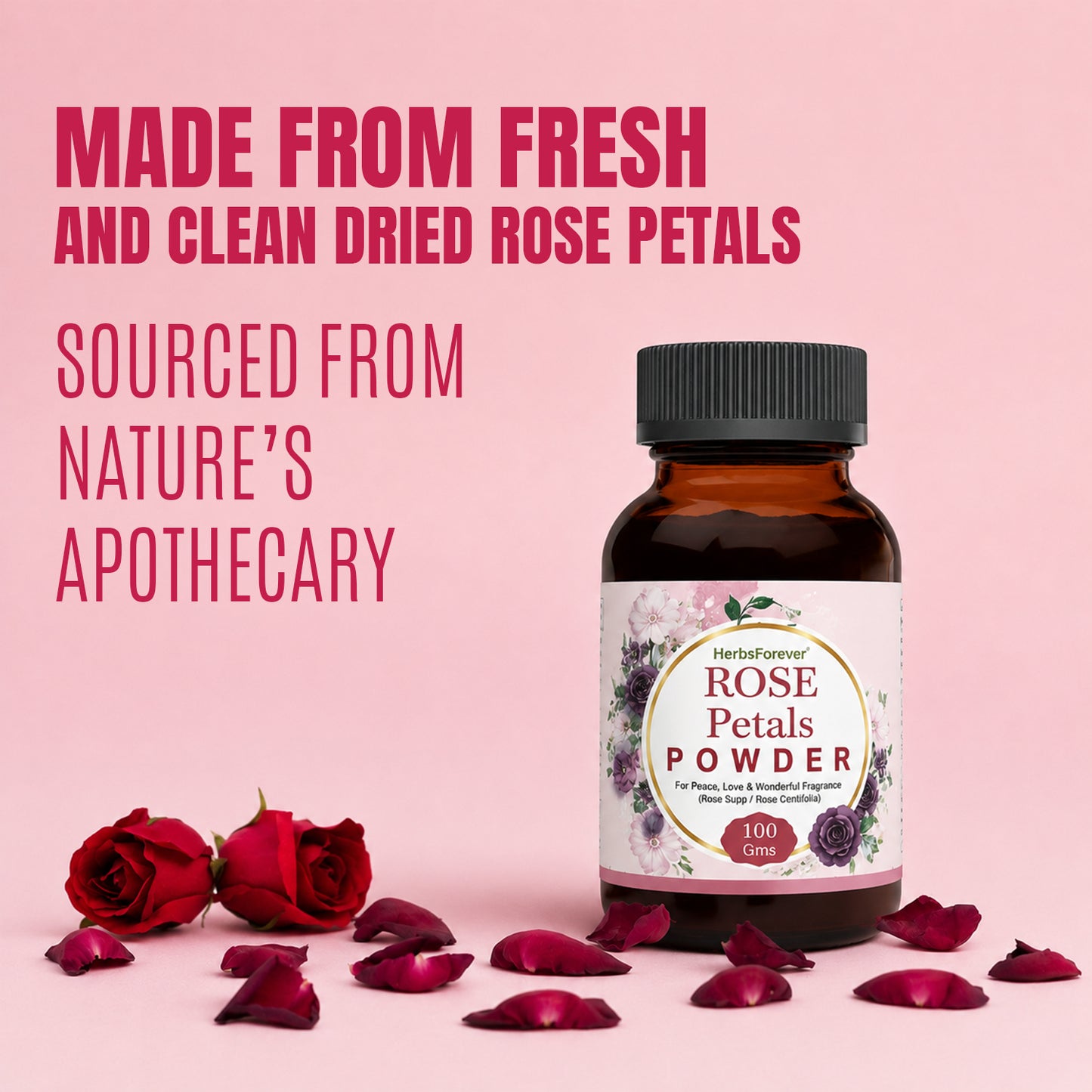 Rose Powder - (Rose centifolia) - Non GMO - Vegan  - 100 Gms