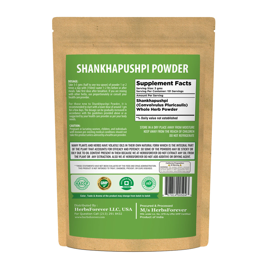Shankhapushpi Powder (Convolvulus Pluricaulis) – Non GMO – Vegan – (454 Gms – 1LBS)