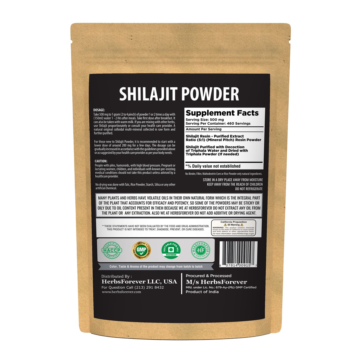 Shilajit Powder (Mineral Pitch) - Vegan - (230Gms - ½ LBS)