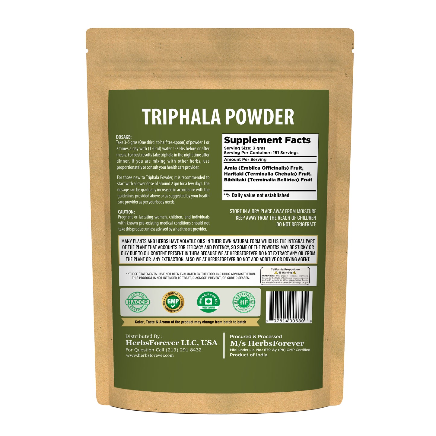 Triphala Churna Powder – 454 Gms – 1Lbs