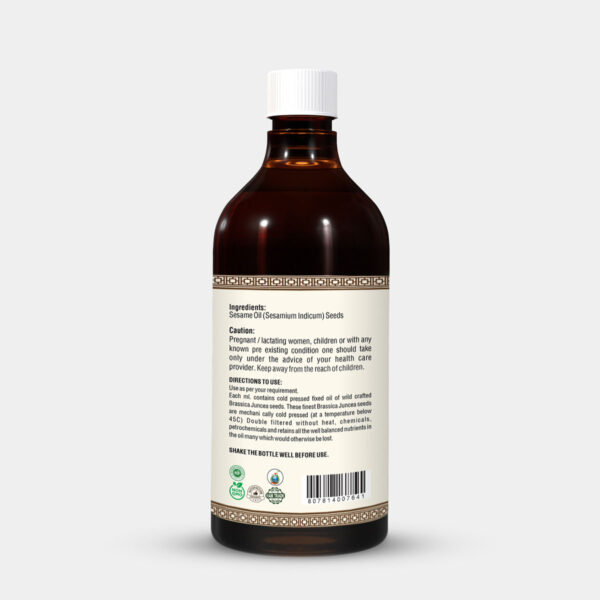Sesame-Oil-(474ml)-Facts Sesame Oil - (Sesamum Indicum) - Cold pressed and double filtered in Muslin Cloth - 16 oz (473.16 Ml)