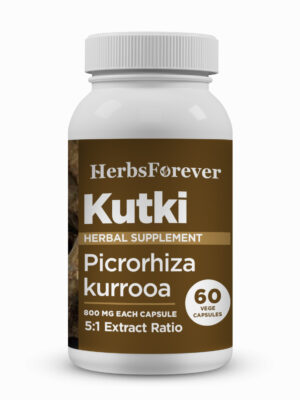 Kutki Capsules - Picrohiza Kurroa - 7% Kutkin - Extract Ratio 5:1 - 60 Vege Capsules - 800 mg each