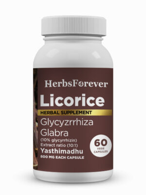 Licorice Capsules – Glycyrrhiza Glabra - 10% glycyrrhizin - Extract Ratio 10:1 - 60 Vege Capsules - 800 mg each
