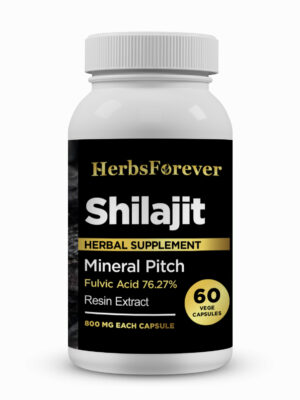 Shilajit Capsules – Mineral Pitch - 76.2% Fulvic Acid - Extract Ratio 10:1 - 60 Vege Capsules - 800 mg each