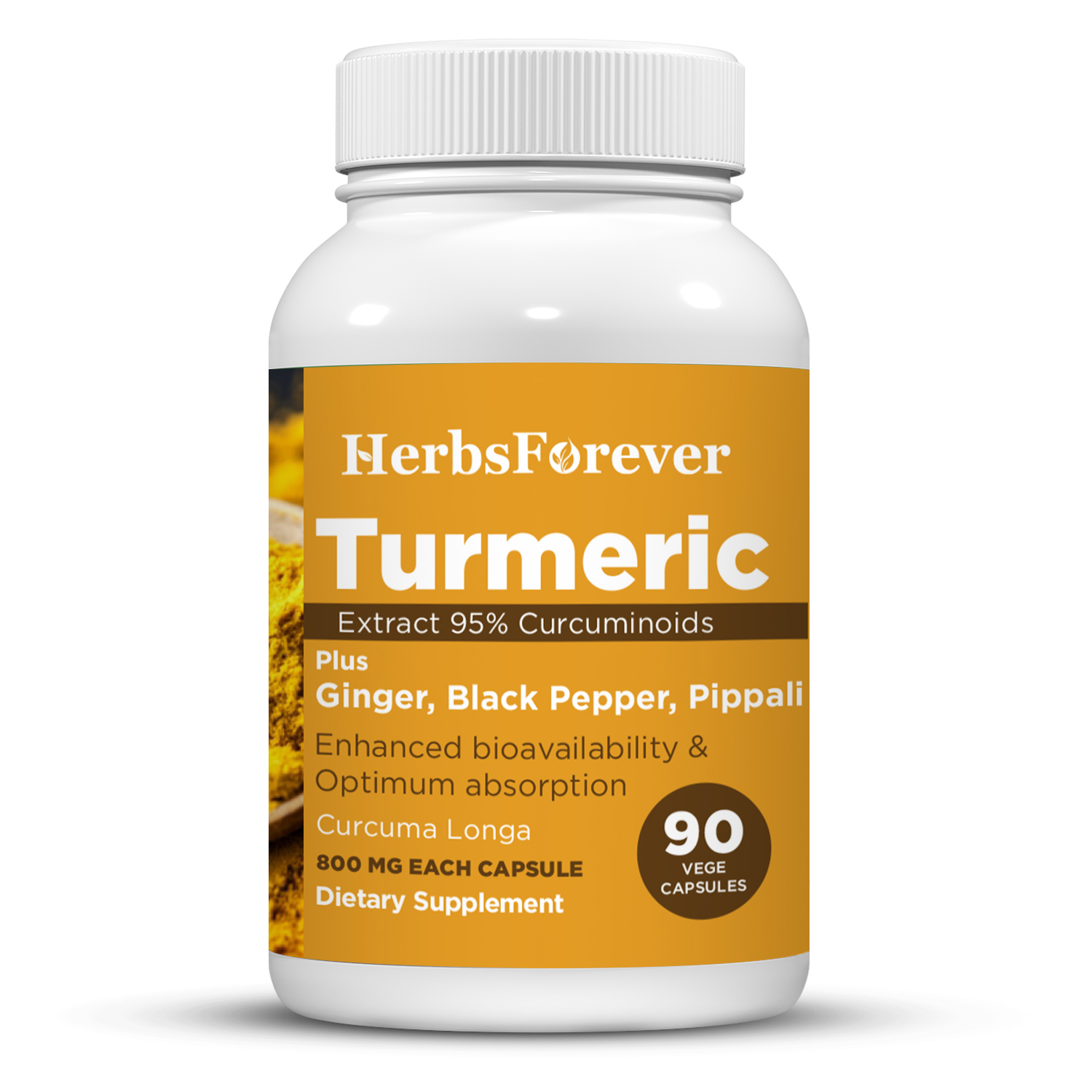 Turmeric Capsules – Curcuma longa - 95% Curcumin with Ginger