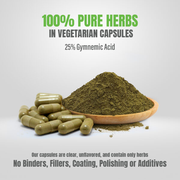 bnr5_gurmar_90Caps Gurmar Capsules – Gymnema Sylvestre - 25% Gymnemic Acid - Extract Ratio 7:1 - 90 Vege Capsules - 800 mg each