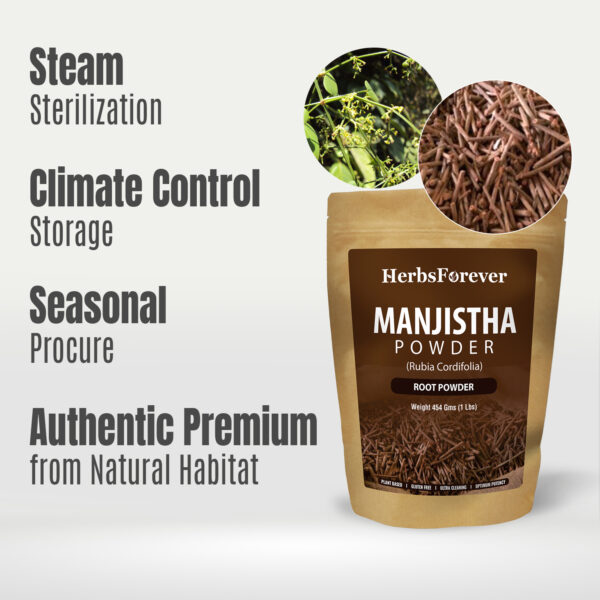 Manjistha Powder (Rubia Cordifolia) - Non GMO - Vegan - (454 Gms - 1LBS)