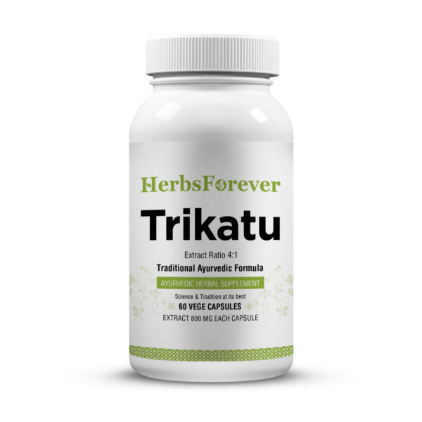 Trikatu Capsules - Ayurvedic Herbal Supplement – 60 Vege Capsules – 800 Mg Each