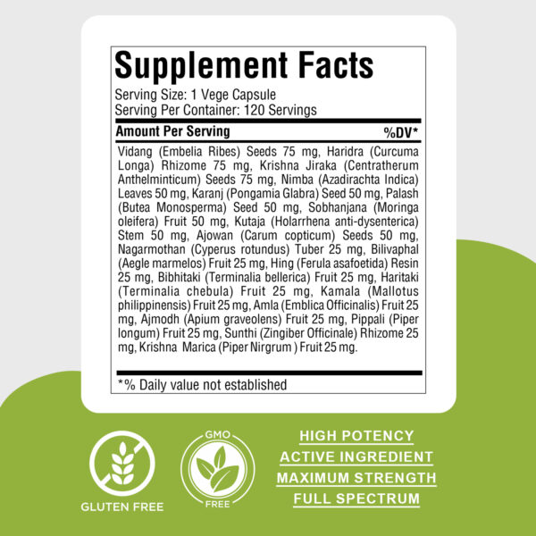 Para Cleaner - Ayurvedic Herbal Supplement – 120 Vege Capsules – 800 Mg Each