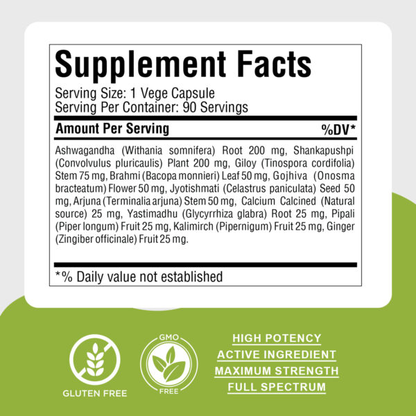 Stress Ez Capsules - Ayurvedic Herbal Supplement – (90 Vege Capsules – 800 Mg Each)