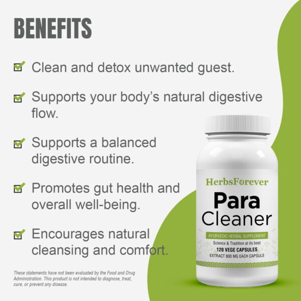 Para Cleaner - Ayurvedic Herbal Supplement – 120 Vege Capsules – 800 Mg Each