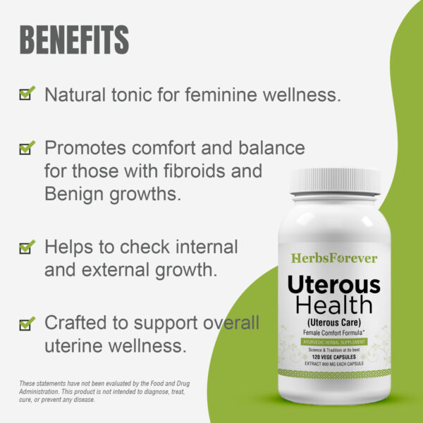 Uterous Health - Ayurvedic Herbal Supplement – 120 Vege Capsules – 800 Mg Each