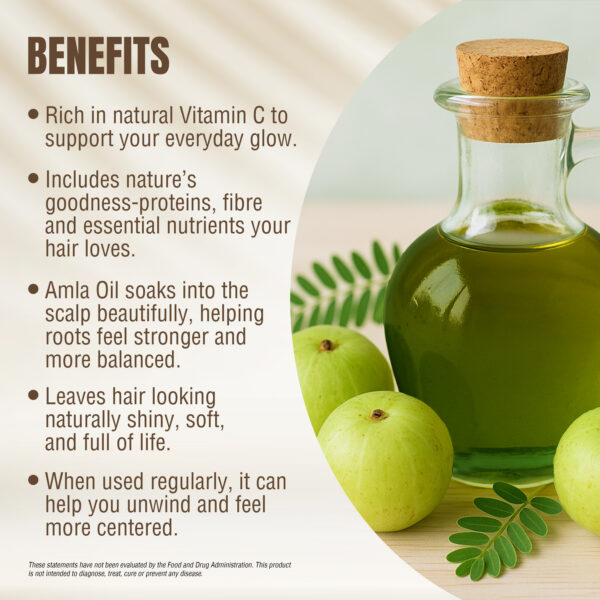 Amla Oil – (Emblica Officinalis) - Processed with Sesame Oil - Cold pressed and double filtered in Muslin Cloth - 210 ml (7.11 oz)