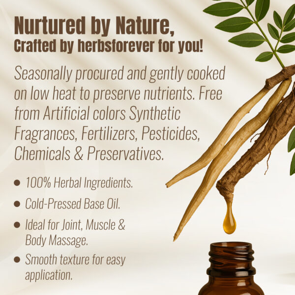 Ashwagandha Bala Shatavari Oil-Processed with Sesame Oil-Cold pressed and double filtered in Muslin cloth-210 ml