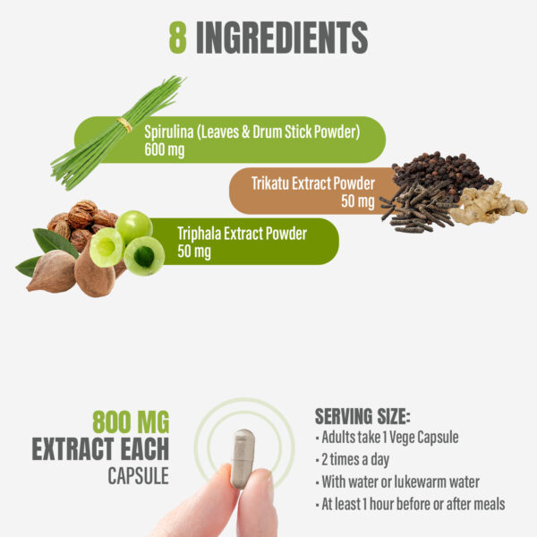 Spirulina Plus Capsules - Ayurvedic Herbal Supplement (90 Vege Capsules – 800 Mg Each)