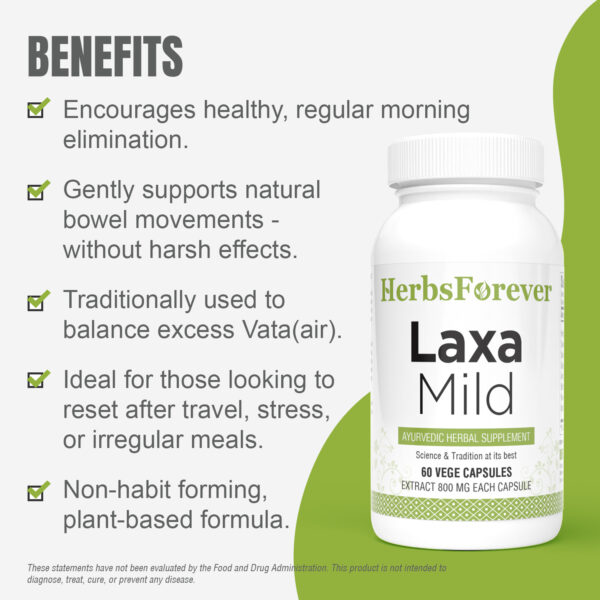 bnr4_laxa_mild_60Caps Laxa Mild - Ayurvedic Herbal Supplement – 60 Vege Capsules – 800 Mg Each