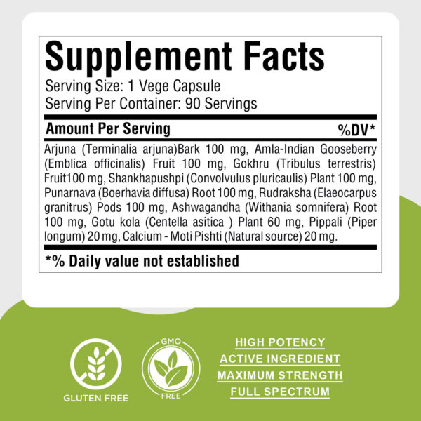 Cardio-B - Ayurvedic Herbal Supplement – 90 Vege Capsules – 800 Mg Each